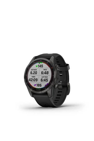 Garmin Fenix 7S Sapphire szürke titánium fekete szilikon szíjjal (Solar) (3 év garancia)