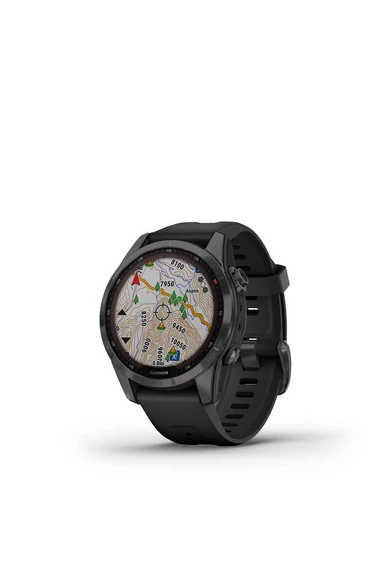 Garmin Fenix 7S Sapphire szürke titánium fekete szilikon szíjjal (Solar) (3 év garancia)