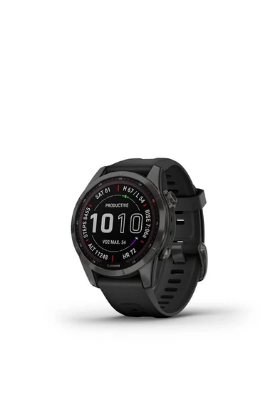 Garmin Fenix 7S Sapphire szürke titánium fekete szilikon szíjjal (Solar) (3 év garancia)
