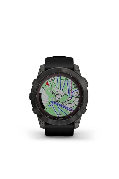Garmin Fenix 7X Sapphire Szürke Titánium Fekete Szilikon Szíjjal (Solar) (3 év garancia)