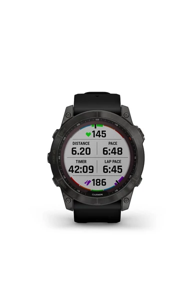 Garmin Fenix 7X Sapphire Szürke Titánium Fekete Szilikon Szíjjal (Solar) (3 év garancia)