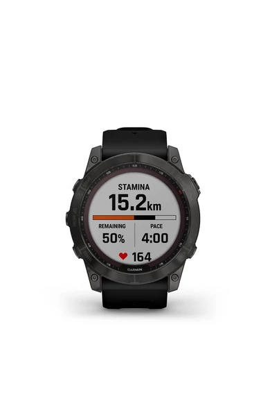 Garmin Fenix 7X Sapphire Szürke Titánium Fekete Szilikon Szíjjal (Solar) (3 év garancia)