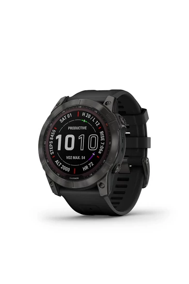 Garmin Fenix 7X Sapphire Szürke Titánium Fekete Szilikon Szíjjal (Solar) (3 év garancia)